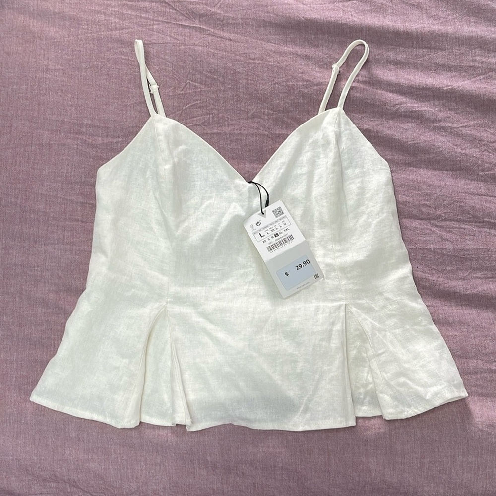 White linen Zara tank